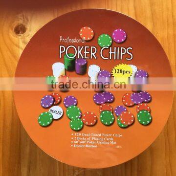 poker set in tin box, round poker set,tin box