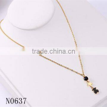 New modern model delicate design black bear crystal gold chain necklace for christmas gift