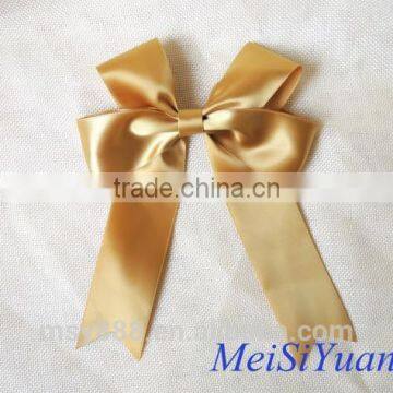 Pre-tied ribbon bows polyester satin ribbon bow with wire twist boutique bows cheer bows