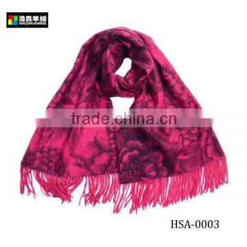 Fashion Woman Printed Wool Scarf, Handmade Women Printed Scarf