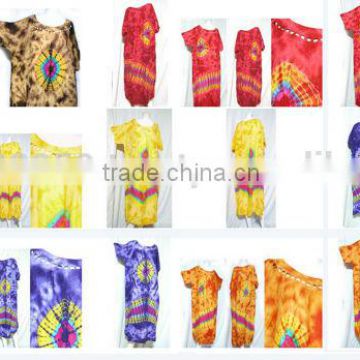 vintage retro thai style HIPPIE BOHO tie dye handmade lattice top kaftan maxi dress