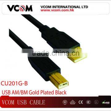 High Speed Black AM / BM 24K Gold Plated 2.0 USB Cable