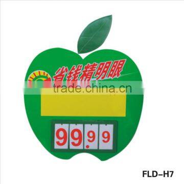 China supplier apple shape plastic price sign board/sign holder for fruit shop