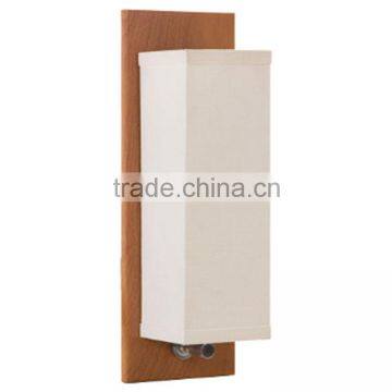 Modern decorative wood wall lamp/sconce white fabric shade for hotel