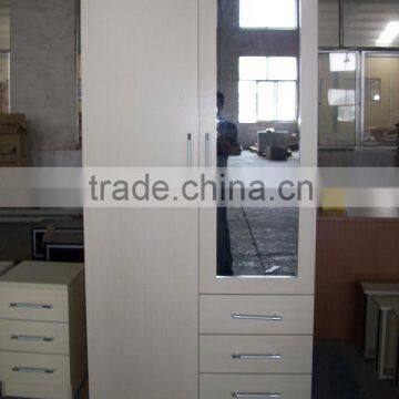 3 door Home storage flat pack wood modern mirror wardrobe