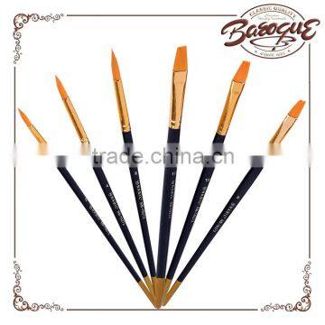 Top Quality Wooden Handle Gold Round And Flat Artist Nylon Brush Oil Acrylic Paint Brush For Professional Artist