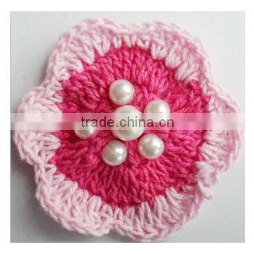 decorative crochet handmade flowers with pearls for handband