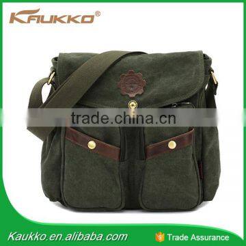 Khaki Canvas Crossbody Sling Bag Vintage Messenger Bags photo-4