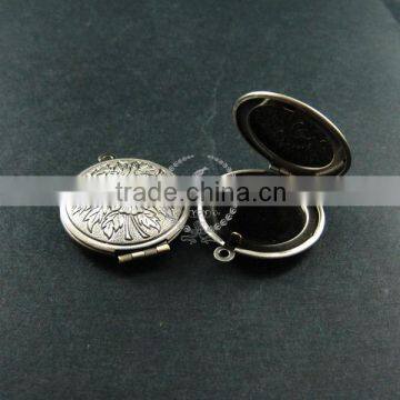 27mm Vintage Style Antiqued Silver Flower Photo Locket Pendant Charm DIY Supplies 1113026