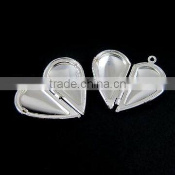 29MM Silver Plated Brass Lovers' Heart Locket Pendant Charm,vintage Heart Love Photo Locket 1132008 photo-3