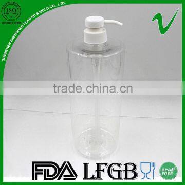 PET round shape clear 1.5L PET liquid soap bottle with pump