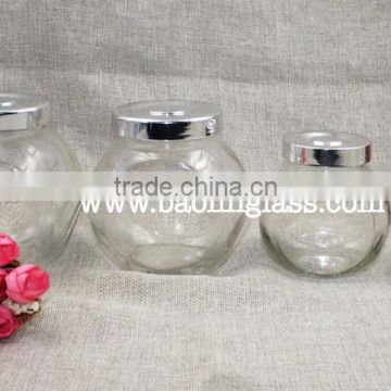 Flat drum 180ml 6oz dry fruit glass storage jars canister sets