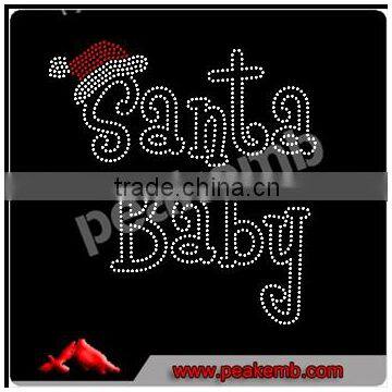 Christmas Santa Baby Hotfixed Rhinestone Iron On transfer for Clothing