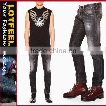 Biker Jeans Blue Denim jeans pantalon (LOTK069)