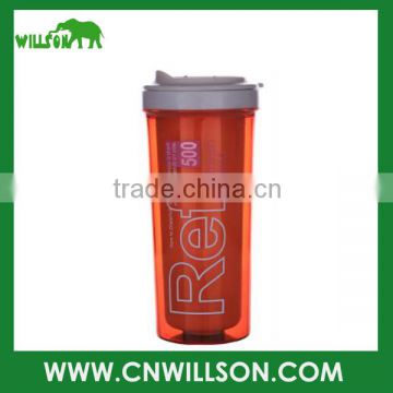 Eco-friendly double wall plastic tumbler with pp lid 350ml