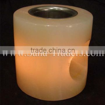 Marble Onyx Designed Cylinder Aroma Tea Light