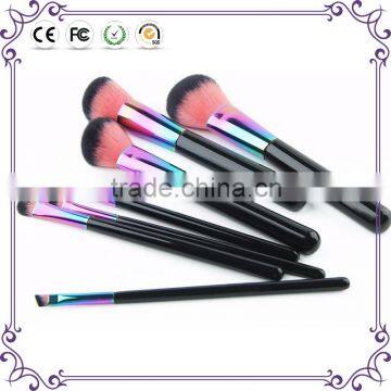 7pcs Synthetic Hair Rainbow Makeup Brushes Shiny Cosmetic Makeup Brush Set