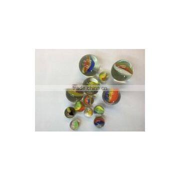 Higher transparent three colour marbles