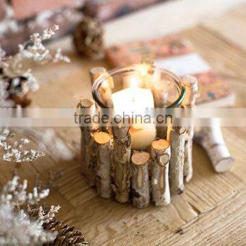Vintage Chic Wooden Wicker Candle Holder Light Holder Christmas photo-3