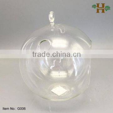 Hebei Factory Clear Glass Candle Holder Hanging Ball
