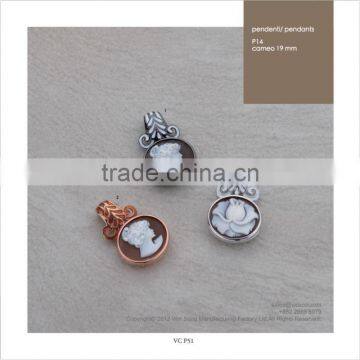 New Product 925 Sterling Classic Silver Lady Cameo Pendants Made in Italy P14 cameo 19mm