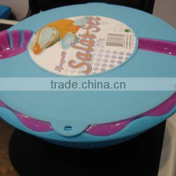 Salad Mixing Bowl With Lid and Spoon Plastic Round Bowl photo-2