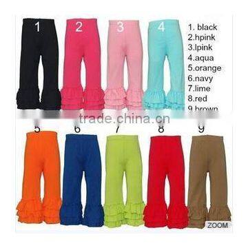 Aqua Solid Cotton Baby Kids Girls Ruffle Pants Wholesale Icing Pants photo-3