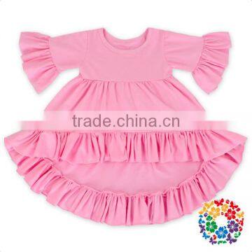 Soft Cotton Kids Girls Shirts Front Shorts Back Long Asymmetrical Unique Baby Girl Names Girls Ruffle Shirts photo-2