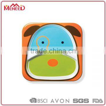 Wholesale Non-toxic Unbreakable Monkey Animal Printed Square Melamine Childs Dinnerware Set