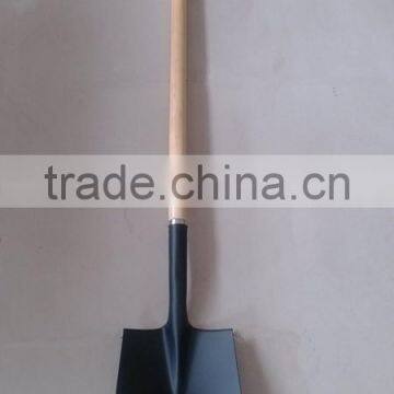 Middle east market S518L Wood handle Shovels with steel ring In Guangzhou Supplier