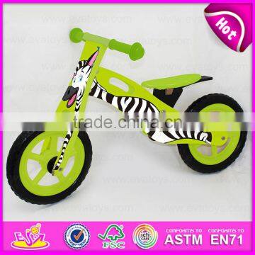 Best specification wooden bike for kids,Cute zebra design wooden balance bike,Promotional gift wooden bike for kid W16C124