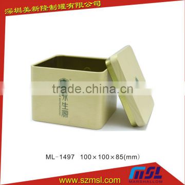 Metal Square Tea Can with Plug-Inner Lid