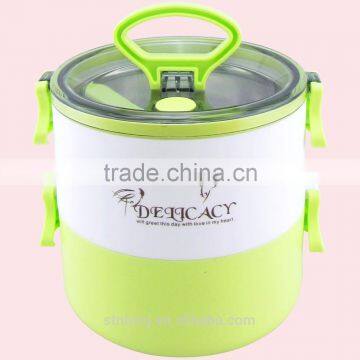 1.2L Round Shape SS Two Layers Keep Warm Lunch Box With Handle photo-6