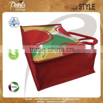 PP Laminated Jute Tote Bag With Padded Rope Handle With Three Color Print Two Side photo-4