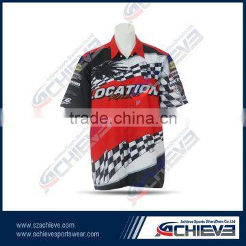 Good quality racing pit crew shirt wholesale with sublimation