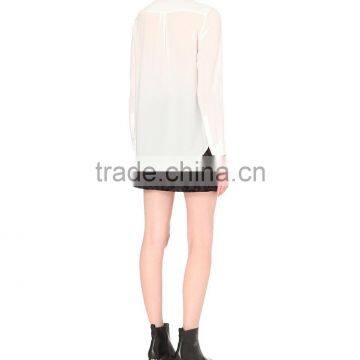 Wholesale Women Self Tie Neck Long Sleeves Pippa Woven Shirt(DQE0117T) photo-3