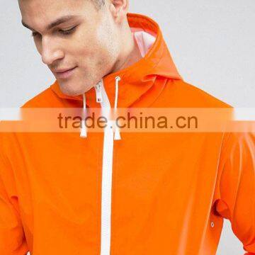 Custom Best Price Competitive New Design Durable Drawstring Hood Functional Pockets Orange 100% Polyurethane Casual Men Jacket photo-3