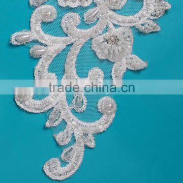 New Embroidery Wedding Applique Flowers Beaded Hand Work Design photo-4