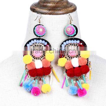 Bohemian Design Handmade Colorful Pompon Charm Earrings Jewelry photo-3