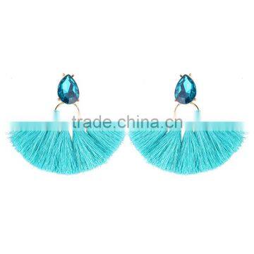 Bohemian Jewelry Rhinestone With Long Colorful Tassel Charms Earrings for Women photo-6