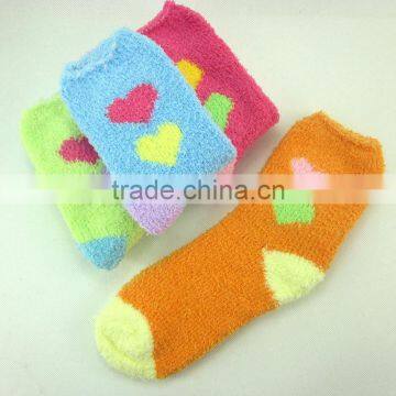 best love pattern plush home girl socks