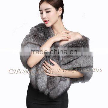 CX-B-133C Elegant 100% Real Fox Fur Cape And Stole Women Fur Shawl For Evening Dress photo-4