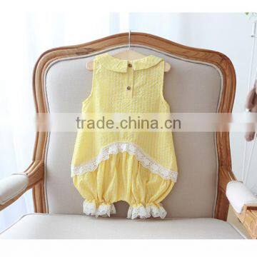 Hot Selling Boutique Seersucker Fabric Baby Girl Romper photo-2