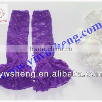 purple rose pattern lace leg warmer girl's fashion baby lace ruffle leg warmers