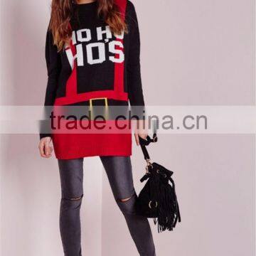 Custom Pattern Design Women Oversized Christmas Jumper Longline Sweater Knitwear Pullover Long Sleeve photo-4