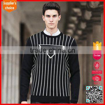 New fashion long sleeves knit jumper mens striped pullover sweater