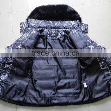 Women Fake Fur Hood Polyester Microfiber Padding Winter Jacket photo-3
