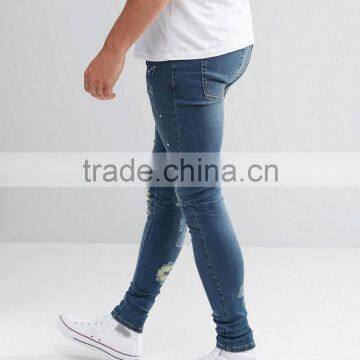 Slim Leg Slim Fit Distressed Moto Jeans for Men photo-4