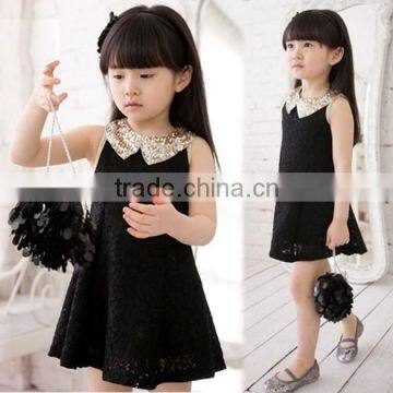 Kids Girls Sleeveless Sequins Collar Lace Vest Princess Sundress SV000883#