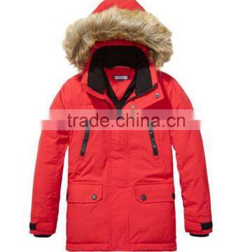 100% Polyester, Oxford, Children Boys Hoody Jacket With Fur